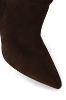 Woman Brown Thin-Heeled Suede Boots | Derimod Woman Brown Thin-Heeled Suede Boots | Derimod