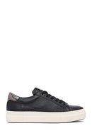 Kadın Siyah Bağcıklı Kalın Tabanlı Deri Sneaker | Derimod Kadın Siyah Bağcıklı Kalın Tabanlı Deri Sneaker | Derimod