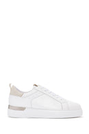 Men's White Lace-Up Leather Sneaker | Derimod Men's White Lace-Up Leather Sneaker | Derimod