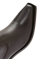 Kadın Kahverengi Kalın Topuklu Deri Kovboy Çizme | Derimod Kadın Kahverengi Kalın Topuklu Deri Kovboy Çizme | Derimod