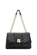 Kadın Siyah Uzun Askılı Kapitone Desenli Omuz Çantası | Derimod Kadın Siyah Uzun Askılı Kapitone Desenli Omuz Çantası | Derimod