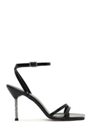 Women's Black Ankle Buckle Stoned Thin Heel Patent Leather Sandals | Derimod Women's Black Ankle Buckle Stoned Thin Heel Patent Leather Sandals | Derimod