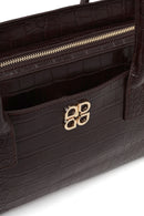 Woman Brown Croc-Embossed Shoulder Bag | Derimod Woman Brown Croc-Embossed Shoulder Bag | Derimod
