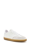 Men's White Lace-up Leather Sneaker | Derimod Men's White Lace-up Leather Sneaker | Derimod