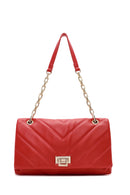 Kadın Kırmızı Zincir Askılı Kapitone Omuz Çantası | Derimod Kadın Kırmızı Zincir Askılı Kapitone Omuz Çantası | Derimod