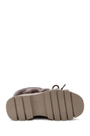 Women's Mink Thick-Soled Plush Detailed Boots | Derimod Women's Mink Thick-Soled Plush Detailed Boots | Derimod