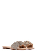 Women's Beige Stone Flat Slippers | Derimod Women's Beige Stone Flat Slippers | Derimod