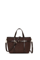 Woman Brown Mini Straw Shoulder Bag with Long Strap | Derimod Woman Brown Mini Straw Shoulder Bag with Long Strap | Derimod