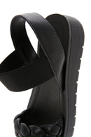 Women's Black Knit Patterned Sandals | Derimod Women's Black Knit Patterned Sandals | Derimod