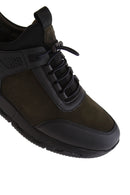 Men's Khaki Lace-Up Nubuck Leather Sneaker | Derimod Men's Khaki Lace-Up Nubuck Leather Sneaker | Derimod