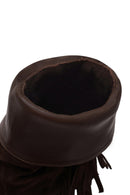Woman Brown Chunky-Heeled Suede Cowboy Boots | Derimod Woman Brown Chunky-Heeled Suede Cowboy Boots | Derimod