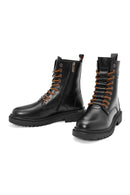 Harley Davidson Men's Black Thar Lace-Up Leather Combat Boots | Derimod Harley Davidson Men's Black Thar Lace-Up Leather Combat Boots | Derimod