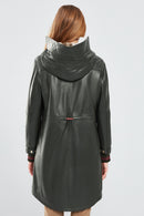 Valentina Women's Green Fur Leather Parka | Derimod Valentina Women's Green Fur Leather Parka | Derimod