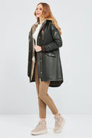 Valentina Women's Green Fur Leather Parka | Derimod Valentina Women's Green Fur Leather Parka | Derimod