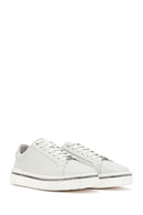 Men's White Lace-Up Leather Sneakers | Derimod Men's White Lace-Up Leather Sneakers | Derimod