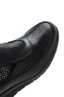 Women's Black Leather Wedge Heeled Comfort Shoes | Derimod Women's Black Leather Wedge Heeled Comfort Shoes | Derimod