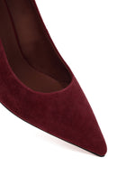 Kadın Bordo İnce Topuklu Süet Deri Stiletto | Derimod Kadın Bordo İnce Topuklu Süet Deri Stiletto | Derimod