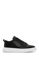 Men's Black Lace-up Thick-Sole Leather Sneaker | Derimod Men's Black Lace-up Thick-Sole Leather Sneaker | Derimod