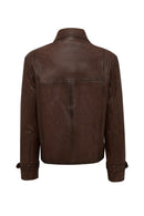 Paloma Women's Brown Double-Breasted Collar Oversize Leather Coat | Derimod Paloma Women's Brown Double-Breasted Collar Oversize Leather Coat | Derimod