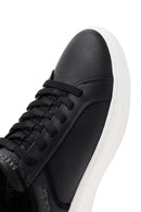 Skechers Men's Black Court Break Lace-Up Chunky Sole Leather Sneakers | Derimod Skechers Men's Black Court Break Lace-Up Chunky Sole Leather Sneakers | Derimod