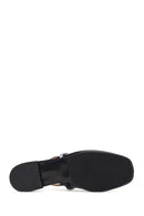 Woman Black Jeweled Open-Back Patent Leather Leather Ballet Flat | Derimod Woman Black Jeweled Open-Back Patent Leather Leather Ballet Flat | Derimod