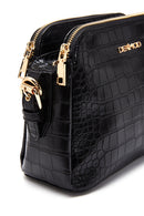 Women's Black Long Strap Crocodile Patterned Crossbody Bag | Derimod Women's Black Long Strap Crocodile Patterned Crossbody Bag | Derimod
