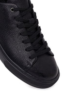 Erkek Siyah Bağcıklı Kalın Tabanlı Deri Sneaker | Derimod Erkek Siyah Bağcıklı Kalın Tabanlı Deri Sneaker | Derimod