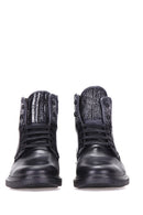 Men's Leather Boots with Knit Detail | Derimod Men's Leather Boots with Knit Detail | Derimod
