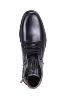 Men's Leather Boots with Knit Detail | Derimod Men's Leather Boots with Knit Detail | Derimod