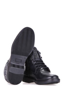 Men's Leather Boots with Knit Detail | Derimod Men's Leather Boots with Knit Detail | Derimod
