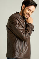 Demar Erkek Kahverengi Slim-Fit Deri Ceket | Derimod Demar Erkek Kahverengi Slim-Fit Deri Ceket | Derimod