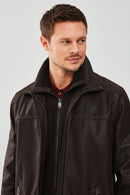 Roberto Men's Brown Double Collar Leather Jacket | Derimod Roberto Men's Brown Double Collar Leather Jacket | Derimod