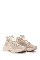 Derimod Zero Women's Beige Lace-Up Stone Detailed Sneakers | Derimod Derimod Zero Women's Beige Lace-Up Stone Detailed Sneakers | Derimod