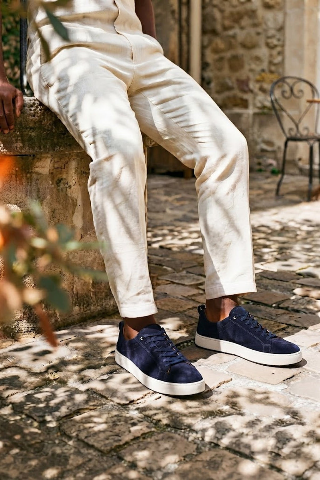 Erkek Lacivert Bağcıklı Kalın Tabanlı Süet Deri Sneaker
