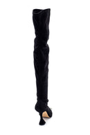 Kadın Deri Taşlı Süet Topuklu Çizme | Derimod Kadın Deri Taşlı Süet Topuklu Çizme | Derimod