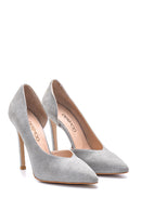 Women's Silvery Heeled Leather Shoes | Derimod Women's Silvery Heeled Leather Shoes | Derimod