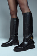 Women's Black Buckle Detailed Leather Boots | Derimod Women's Black Buckle Detailed Leather Boots | Derimod