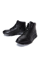 Men's Black Leather Ankle Sneaker Boots | Derimod Men's Black Leather Ankle Sneaker Boots | Derimod