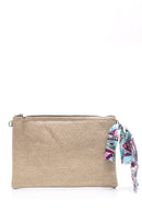 Women's Straw Portfolio Bag with Scarf Detail | Derimod Women's Straw Portfolio Bag with Scarf Detail | Derimod