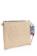 Women's Straw Portfolio Bag with Scarf Detail | Derimod Women's Straw Portfolio Bag with Scarf Detail | Derimod