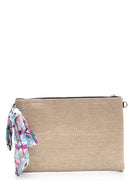 Women's Straw Portfolio Bag with Scarf Detail | Derimod Women's Straw Portfolio Bag with Scarf Detail | Derimod