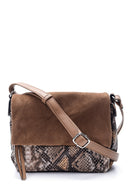 Women's Crocodile Patterned Suede Bag | Derimod Women's Crocodile Patterned Suede Bag | Derimod