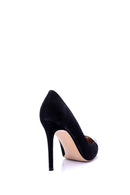Women's Crocodile Detailed Suede Leather Stiletto | Derimod Women's Crocodile Detailed Suede Leather Stiletto | Derimod