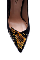 Women's Crocodile Detailed Suede Leather Stiletto | Derimod Women's Crocodile Detailed Suede Leather Stiletto | Derimod