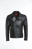 Speedy Men's Black Biker Leather Coat | Derimod Speedy Men's Black Biker Leather Coat | Derimod