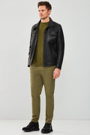 Muller Men's Black Leather Jacket | Derimod Muller Men's Black Leather Jacket | Derimod