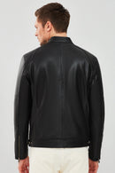 Alanzo Men's Black Leather Jacket | Derimod Alanzo Men's Black Leather Jacket | Derimod