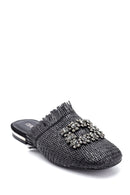 Women's Stone Detailed Straw Slippers | Derimod Women's Stone Detailed Straw Slippers | Derimod