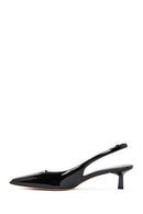 Women's Black Open Back Leather Short Heel Stiletto | Derimod Women's Black Open Back Leather Short Heel Stiletto | Derimod