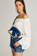 Printed Blue Women's Crossbody Bag | Derimod Printed Blue Women's Crossbody Bag | Derimod